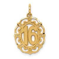 14K Yellow Gold Oval Pendant, 16" view 1