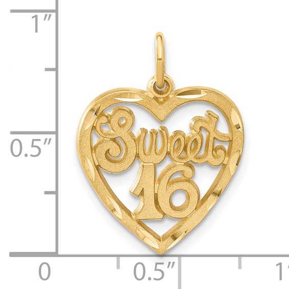 14k SWEET 16 in Heart Charm
