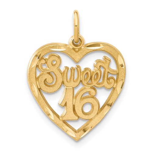 14K Yellow Gold Sweet Heart Charm, 16"