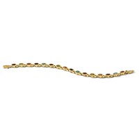 14K Yellow Gold Complete Oval Garnet Peridot Citrine Amethyst Sky Blue Topaz Bezel-set Rainbow Bracelet, 7" view 5