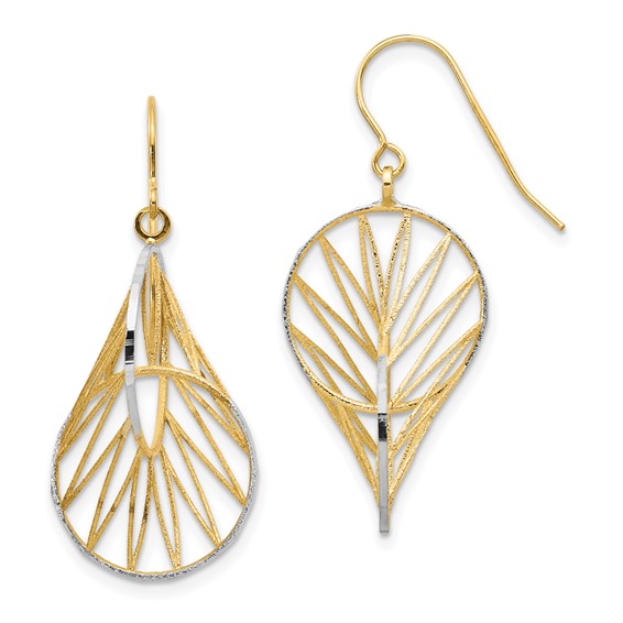 14KY WITH RH PLATE DANGLE EARRINGS