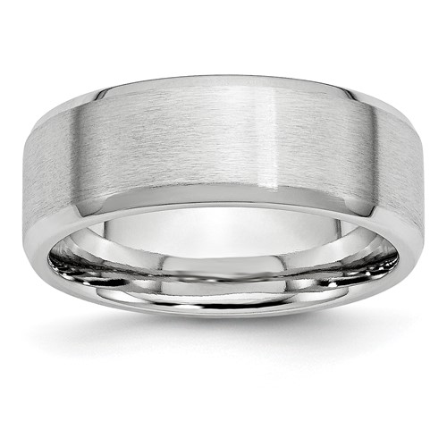 Chisel Cobalt Satin and Polished Beveled Edge 8mm Band