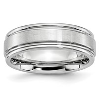 Chisel Cobalt Satin and Polished Ridged Edge 7mm Band view 1