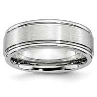 Chisel Cobalt Satin and Polished Ridged Edge 8mm Band view 1