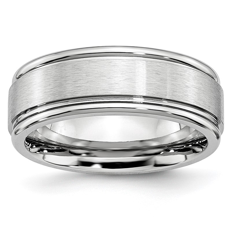 Chisel Cobalt Satin and Polished Ridged Edge 8mm Band