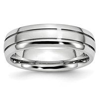 Chisel Cobalt Polished and Satin Grooved 6mm Band view 1