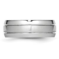 Chisel Cobalt Polished and Satin Grooved 8mm Band view 3