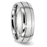 Chisel Cobalt Polished and Satin Grooved 8mm Band view 4