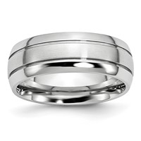 Chisel Cobalt Polished and Satin Grooved 8mm Band view 1