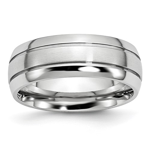 Chisel Cobalt Polished and Satin Grooved 8mm Band