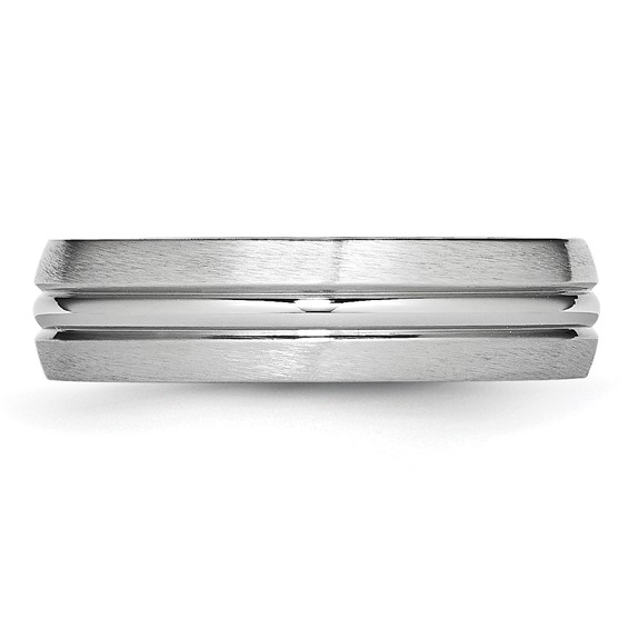 Chisel Cobalt Satin and Polished Grooved 6mm Band