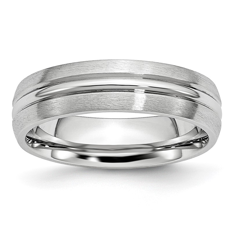 Chisel Cobalt Satin and Polished Grooved 6mm Band