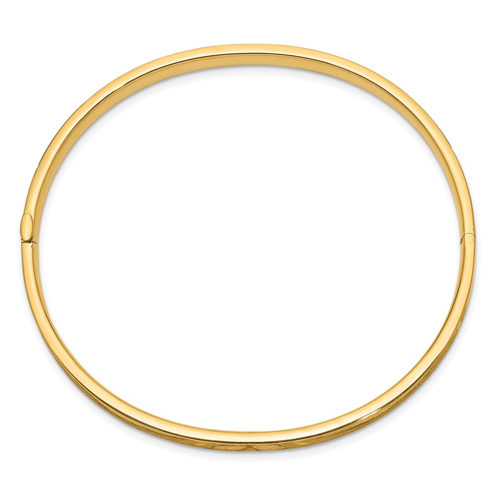 14k 3/16 Oversize Diamond-cut Concave 5.00mm Hinged Oval Bangle Bracelet (CC3/16O)