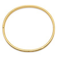 14K Yellow Gold 3/16 Oversize Diamond-cut Concave 5.00mm Hinged Oval Bangle Bracelet view 2