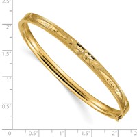 14K Yellow Gold 3/16 Oversize Diamond-cut Concave 5.00mm Hinged Oval Bangle Bracelet view 3