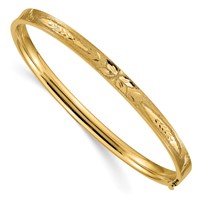 14K Yellow Gold 3/16 Oversize Diamond-cut Concave 5.00mm Hinged Oval Bangle Bracelet view 1