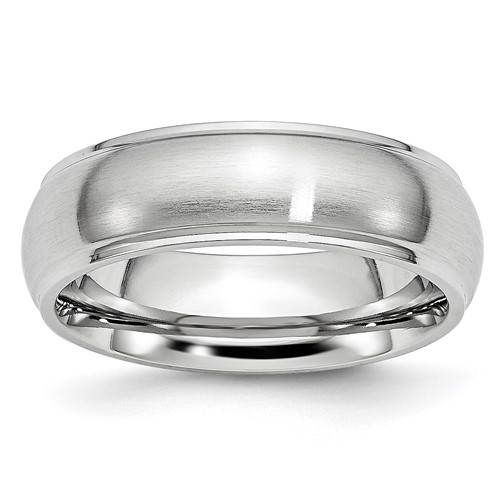 Chisel Cobalt Satin and Polished 7mm Ridged Edge Band