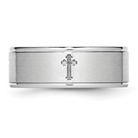 Chisel Cobalt Satin and Polished Ridged Edge 8mm Band view 3