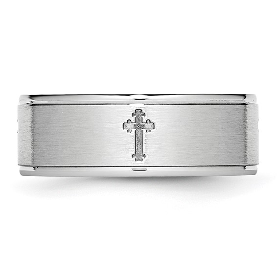 Chisel Cobalt Satin and Polished Ridged Edge 8mm Band