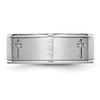 Chisel Cobalt Satin and Polished Ridged Edge 8mm Band view 4