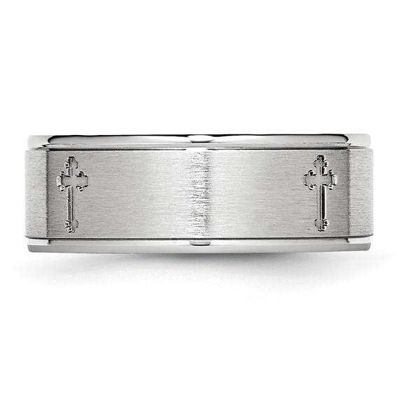 Chisel Cobalt Satin and Polished Ridged Edge 8mm Band