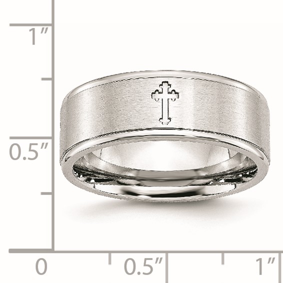 Chisel Cobalt Satin and Polished Ridged Edge 8mm Band