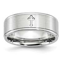 Chisel Cobalt Satin and Polished Ridged Edge 8mm Band view 1