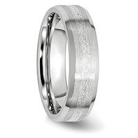 Chisel Cobalt Sterling Silver Inlay Satin and Polished 6mm Beveled Edge Band view 3