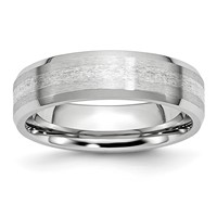 Chisel Cobalt Sterling Silver Inlay Satin and Polished 6mm Beveled Edge Band view 1