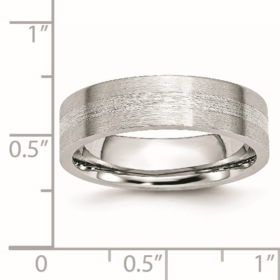 Cobalt Sterling Silver Inlay Satin 6mm Flat Band