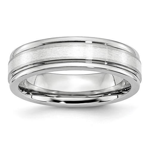 Chisel Cobalt Sterling Silver Inlay Satin and Polished 6mm Band