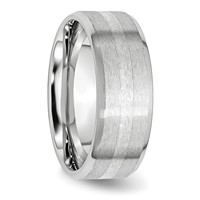 Chisel Cobalt Sterling Silver Inlay Satin and Polished Beveled Edge 8mm Band view 4