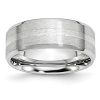 Chisel Cobalt Sterling Silver Inlay Satin and Polished Beveled Edge 8mm Band view 1