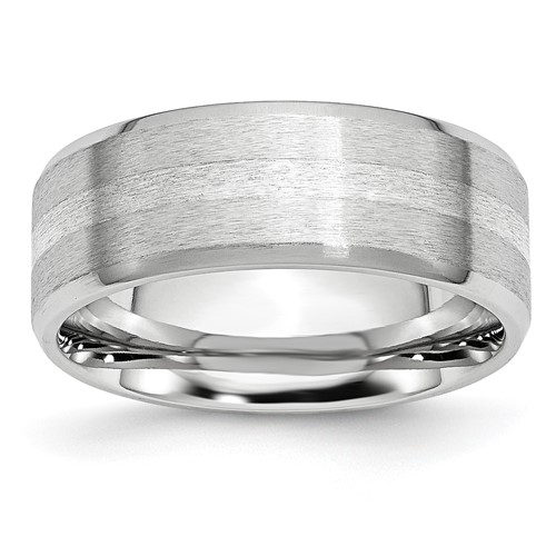 Chisel Cobalt Sterling Silver Inlay Satin and Polished Beveled Edge 8mm Band