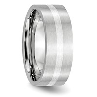 Cobalt Sterling Silver Inlay Satin 8mm Flat Band view 4