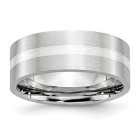 Cobalt Sterling Silver Inlay Satin 8mm Flat Band view 1