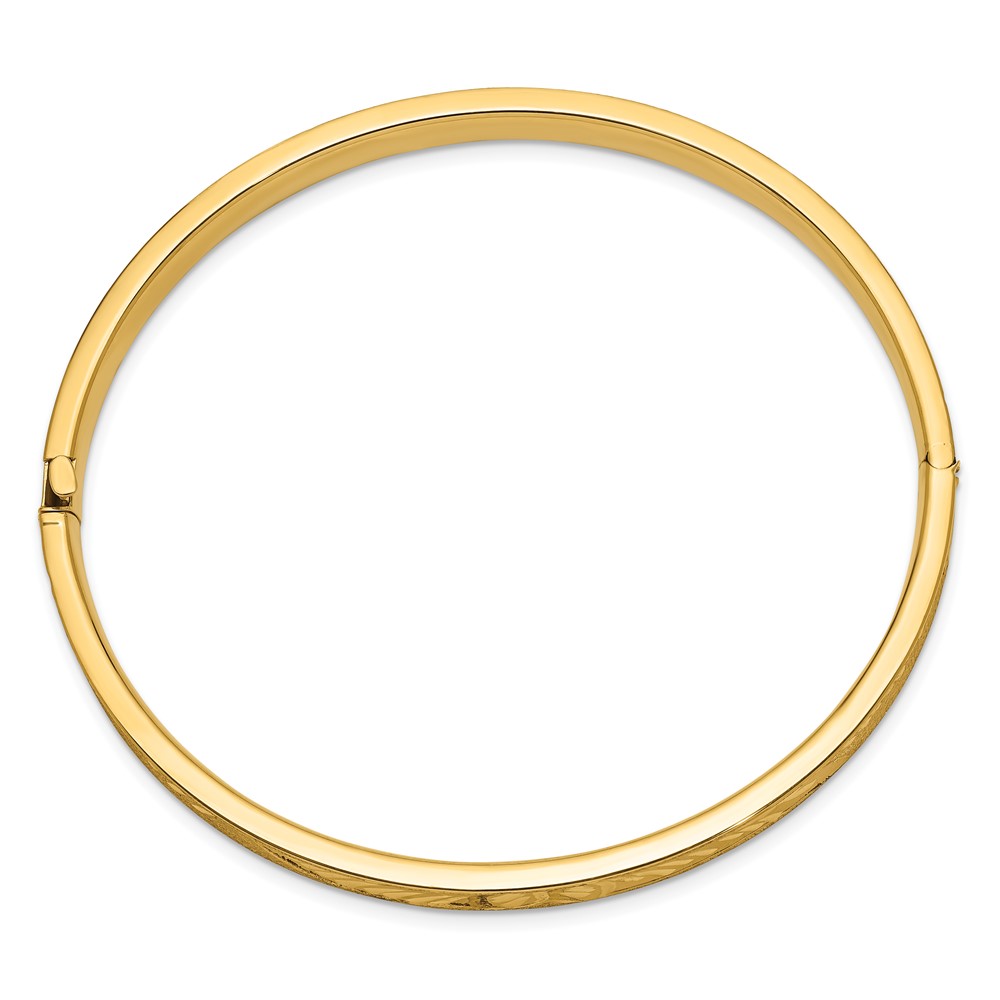 14k 4/16 Diamond-cut Concave 6.00mm Hinged Oval Bangle Bracelet (CC4/16)