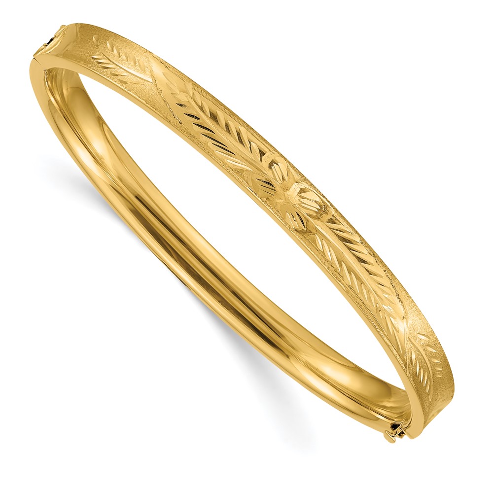14k 4/16 Diamond-cut Concave 6.00mm Hinged Oval Bangle Bracelet (CC4/16)