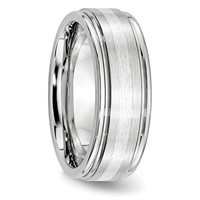 Chisel Cobalt Sterling Silver Inlay Satin and Polished 8mm Band view 4