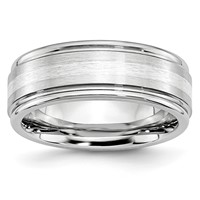 Chisel Cobalt Sterling Silver Inlay Satin and Polished 8mm Band view 1