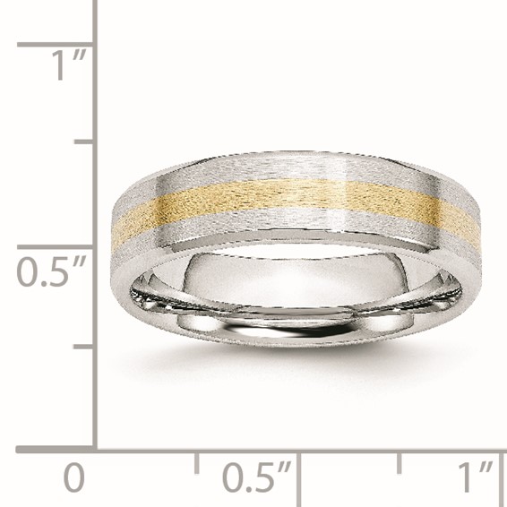 Chisel Cobalt 14k Gold Inlay Satin and Polished 6mm Band