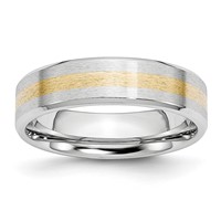 Chisel Cobalt 14K Gold Inlay Satin and Polished 6mm Band view 1