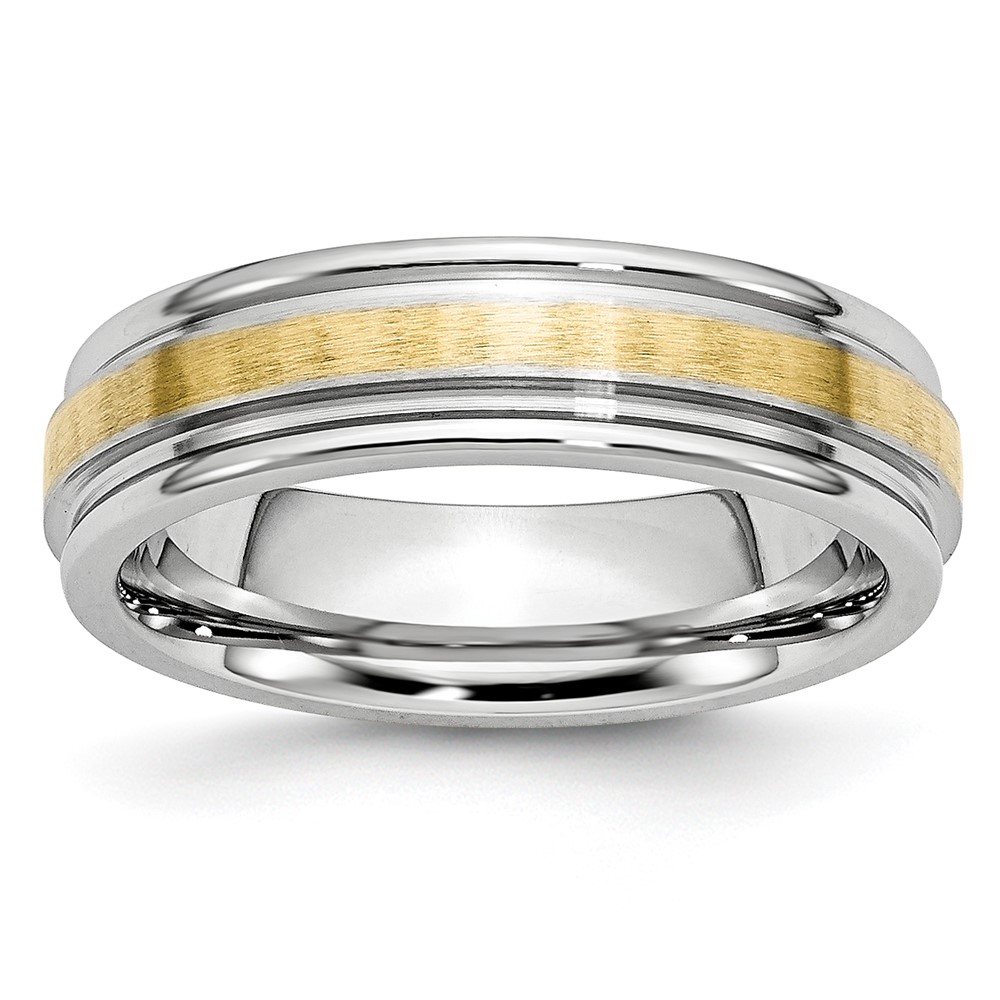 Chisel Cobalt 14K Gold Inlay Satin and Polished 6mm Band