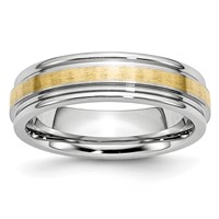 Chisel Cobalt 14K Gold Inlay Satin and Polished 6mm Band view 1