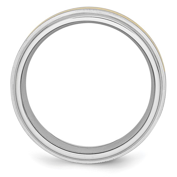 Chisel Cobalt 14k Gold Inlay Satin and Polished 8mm Band