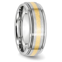Chisel Cobalt 14K Gold Inlay Satin and Polished 8mm Band view 4
