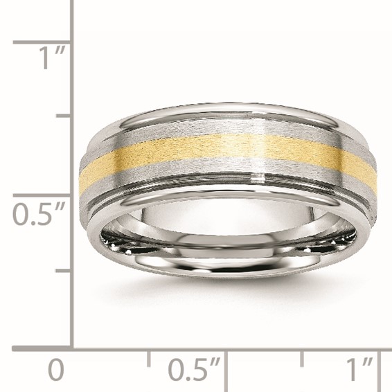 Chisel Cobalt 14k Gold Inlay Satin and Polished 8mm Band