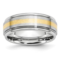 Chisel Cobalt 14K Gold Inlay Satin and Polished 8mm Band view 1