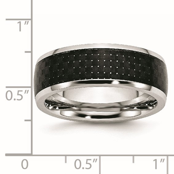 Chisel Cobalt Polished Black Carbon Fiber Inlay 8mm Band