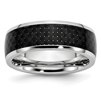 Chisel Cobalt Polished Black Carbon Fiber Inlay 8mm Band view 1